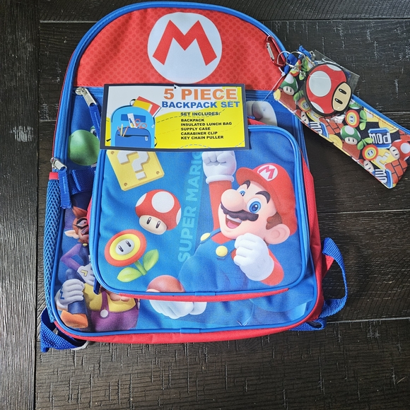 Nintendo Other - Nintendo Kids Backpack Set - Red and Blue